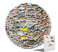 usefulbeauty - Pegatina para ordenador portátil de pescado, pegatinas de botella de agua de pescado | 110X Pegatinas de pesca | Regalos de fiesta, pegatinas impermeables para parachoques