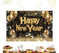 usefulbeauty Telón para Fotos de Año Nuevo | Pancarta con Globos Dorados en Impresión 2D | 99x150 cm Decoraciones para Pared Feliz Año Nuevo 2026,para Fotografía Cumpleaños Estudio Accesorios Hogar y