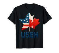 USEH Funny USA flag Canada flag Half Canadian American Camiseta