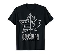 USEH Funny USA flag Canada flag Half Canadian American Camiseta