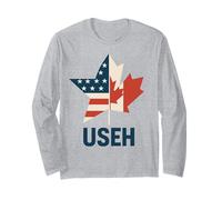 USEH Funny USA flag Canada flag Half Canadian American Manga Larga