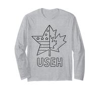 USEH Funny USA flag Canada flag Half Canadian American Manga Larga