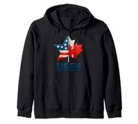 USEH Funny USA flag Canada flag Half Canadian American Sudadera con Capucha