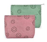 USENG Bolsa de Pana de 25 x 18 x 5 cm Para Guardar Todo Tipo de Cosméticos y Otros Artículos Pequeños,Puede ser un Regalo Neceser Maquillaje Pequeño para Bolso,Neceser Maquillaje de Viaje (rosa+verde)