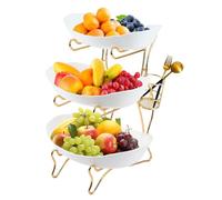 USENG Frutero de el Plastico de 3 Piso,Fruteros de Cocina Modernos el Plastico,Frutero 3 Pisos Blanco para Decoración de Cocina,Verduras Frutas,3 Pisos Cesta Frutas y Verduras Estable y Sin Sacudidas