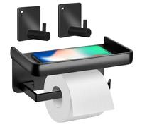 USENG Portarrollos Surround Colgador Papel Higienico Estante de Rollo de Papel Portarrollos Para Papel Estante de Papel Higiénico Soporte de Papel Higiénico de Acero Portarrollos Papel Higienico Negro