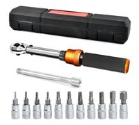 USENG13Piezas Llave Dinamometrica Carraca Reversible para Motocicleta,1-25nm,1/4ft Dinamometrica,72 Dientes,Chave Dinamométrica Viene con Barra de Extensión,Llave de Vaso Allen y Llave de Vaso Ciruela