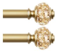 USFOOK Paquete de 2 barras de cortina de 32 a 58 pulgadas (2-5 pies), barras de cortina telescópicas de 7/8 pulgadas para ventanas, barras de cortina decorativas doradas de lujo para el hogar con