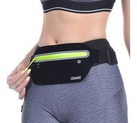 USHAKE Cinturón de correr delgado ultra ligero sin rebotes para entrenamiento fitness cinturón deportivo cintura para Apple iPhone 8 X 7 6+ 5S Samsung en correr gimnasio maratón ciclismo (04BK)