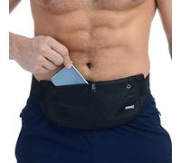 USHAKE Cinturón de Correr para Hombre o Mujer, Ultraligero, sin Rebote, riñonera de Fitness, para iPhone, Samsung, LG, para Correr, Gimnasio, maratón, Negro, Negro
