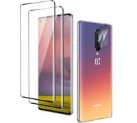 uShield Protector de Pantalla para OnePlus 8, Anti-rasguños Cristal Templado, Templado película Protectora, Sensible al Tacto, 2 Pack Vidrio Templado y 2 Pack Protector de Lente de Cámara