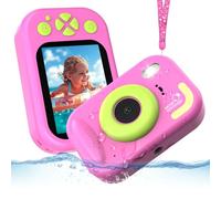 Ushining Cámara Acuática para Niños 48MP HD 1080P | Sumergible hasta 10m con Pantalla 2.4'' y Flash LED | Cámara Impermeable con Tarjeta TF | Regalo Ideal para Niños y Niñas de 3 a 12 Años - Rosa