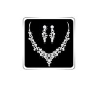 Ushiny Conjuntos de joyas de boda para novia, collar y pendientes de cristal de plata, juego de joyas de diamantes de imitación para mujeres y niñas