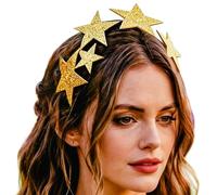 Ushiny Gold Star Headband Five-Pointed Stars Headpiece Holiday Party Costume Hair Accessories for Women