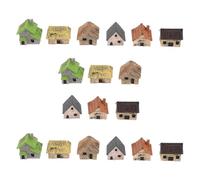 USHOBE 18 Piezas Adorno de Cabaña de Hadas en Miniatura Vintage | Decoración Rústica Estilo Granja, Detalle de Paja, para Suculentas, Acuarios y Escritorio