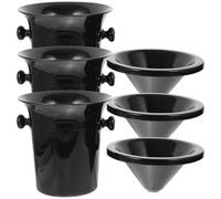 USHOBE 3piezas Cubitera Plástica Negra con Doble Asa Cubos para Beber y Escupideras de Vino para Degustación y Reuniones