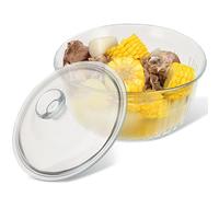 USHOBE Cacerola Utensilios de Cocina de 1.6l Redonda de Vidrio Borosilicato con Tapa Hermética para Hornear sin Retener Grasa Ideales para Horno y Mesa