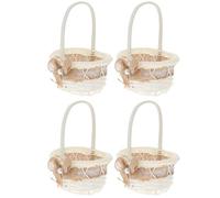 USHOBE Cestas de Mimbre para Bodas Tejidas a Mano, Mini Cestas Decorativas de Papel y Cuerda Marrón, para Exhibiciones de Flores y Decoración Natural