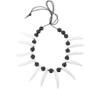 USHOBE Collar de la selva, collar de hueso de diente de caverna, disfraz de aborígenes, cuentas coloridas, collar de colmillos para cosplay, fiesta de disfraces, Cuenta de cristal, Cuentas de cristal pandora