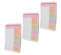 USHOBE Cuaderno Planificador de Tareas Diario en Espiral, 3 Libros con 52 Hojas Desprendibles, Papel Rosa y Metal, para Gestión Establecimiento de Objetivos