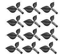 USHOBE Ganchos Rústicos Montaje Incluido 12 Piezas de Hierro Fundido en Forma de Hoja Negra para Colgar Ropa y Abrigos, Resistentes al Óxido para Decoración Vintage