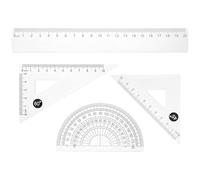 USHOBE Juego de Regla Geométrica 4 Piezas de 20cm Transportador y Escuadra, Material Abs Portátil y Fácil de Usar para Temporada Escolar y Artistas