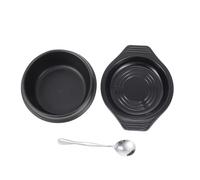 USHOBE Olla de Cerámica Negra de 1100ml para Bibimbap y Estofado, Cazuela Coreana Segura Calienta de Forma Uniforme, Adecuado para Cocina Casera