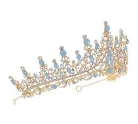 USHOBE Tiar para Mujer Dorada Cristales de Imitación, Accesorio Cabello de Boda, Estilo Barroco Clásico, Adorno Delicado para Bodas y Fiestas