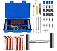 USHOP 66 Pcs Kit de reparación de neumáticos,Kit Antipinchazos Coche 30 tilas de repalacion,kit de Reparación para Neumáticos Pesados,Con Bolígrafo de Presión de Neumáticos,para coches,SUV,moto y más