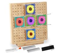 USHOP Tablero de bloqueo para Granny Square y ganchillo, 19.5x19.5cm, con 20 barras de acero inoxidable y 5 agujas