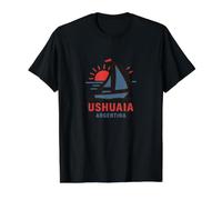 Ushuaia Argentina Velero Sunset Design Camiseta gráfica económica, Hombre, Negro, L