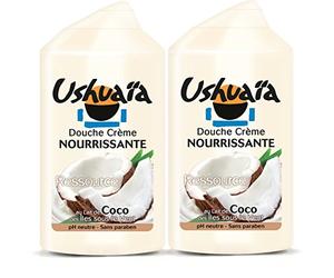 Ushuaïa - Crema de ducha hidratante con leche de coco de las islas de Sotavento, 250 ml, juego de 2 unidades