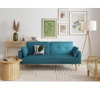 UsineStreet Elga - Sofá Recto escandinavo Convertible de 3 plazas de Tela, Color Azul
