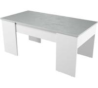 Usinestreet Mesa de centro elevable blanco artik y cemento