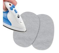 USIT, 2 Piezas Mini Parches de Jersey Termoadhesivos para Ropa, 13x9 cm, Ideales para Reparar Chándales, Camisetas y Pantalones Deportivos, Gris Claro