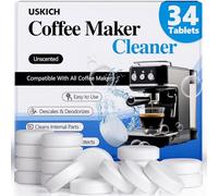 USKICH Paquete de 34 tabletas limpiadoras de cafetera, pastillas | Cafetera para Keurig, Ninja, Breville, Delonghi, Nespresso, Miele, tabletas de limpieza para máquina de espresso
