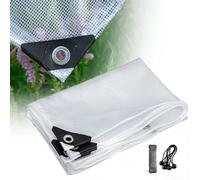 Usknxiu Lona de Malla Transparente Impermeable con Ojales de 15 milésimas de Pulgada, Lona de plástico Transparente Resistente a los Rayos UV, Cubierta de Polietileno de Repuesto para