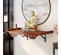 Usknxiu Mesa de Altar, Santuario de Pared, Mesa de meditación para Santuario Personal, Estante de Madera para Altar Budista, Decoración del hogar, para Colocar Fotos y Recuerdos