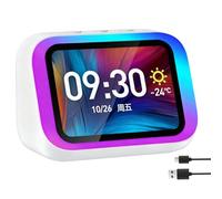 Usknxiu Reloj Inteligente con Voz AI y Luz RGB, Altavoz Bluetooth 5.4 Portátil, Pantalla Hora Clima, Llamadas Manos Libres, Diseño Elegante Mesita Noche
