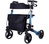 UsmAsk Carrito de Compras Plegable para Personas Mayores, Asiento Auxiliar de Cuatro Ruedas de Aluminio con Respaldo, Cesta de la Compra, Altura Ajustable