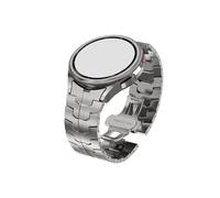 UsmAsk Correa de acero inoxidable apta for Samsung Galaxy Watch 6 4 5 Pro 40 44mm Classic 42 46mm 43 47mm pulsera con extremo curvado sin espacios(Titanium color,Galaxy 6classic 47mm)