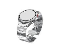 UsmAsk Correa de acero inoxidable apta for Samsung Galaxy Watch 6 4 5 Pro 40 44mm Classic 42 46mm 43 47mm pulsera con extremo curvado sin espacios(Silver,Galaxy 6classic 47mm)