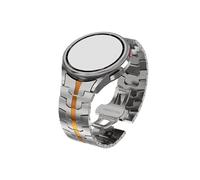 UsmAsk Correa de acero inoxidable apta for Samsung Galaxy Watch 6 4 5 Pro 40 44mm Classic 42 46mm 43 47mm pulsera con extremo curvado sin espacios(Titanium orange,Galaxy 4classic 46mm)