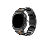 UsmAsk Correa de acero inoxidable compatible con for Samsung Galaxy Watch 7 Ultra de 47 mm, sin espacios, con extremo curvo, pulsera de metal compatible con for GALAXY 7 de 47 mm(Black Orange)