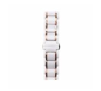 UsmAsk Correa de cerámica de Acero de 20mm y 22mm Compatible con Samsung Galaxy Watch4, 5, 40mm, 45 y 44mm Pro, Compatible con Amazfit GTS (Color : White and Rose Gold, Size : 24mm)