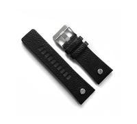 UsmAsk Correa de cuero con remaches dorados y piel de vaca, accesorios de reloj de 22, 24, 26, 27, 28 y 30mm for reemplazo rápido (Color : Black silver clasp, Size : 28mm)