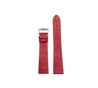 UsmAsk Correa de cuero genuino, piel de vaca suave y transpirable, ajuste adecuado for correa de reloj CARTIER Tank/solo/Santos/correa redonda de gama alta(Red-silver,17mm)