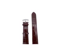 UsmAsk Correa de cuero genuino, piel de vaca suave y transpirable, ajuste adecuado for correa de reloj CARTIER Tank/solo/Santos/correa redonda de gama alta(Brown-silver,17mm)