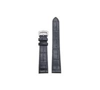 UsmAsk Correa de cuero genuino, piel de vaca suave y transpirable, ajuste adecuado for correa de reloj CARTIER Tank/solo/Santos/correa redonda de gama alta(Black-silver,16mm)