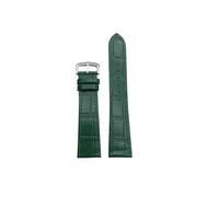 UsmAsk Correa de cuero genuino, piel de vaca suave y transpirable, ajuste adecuado for correa de reloj CARTIER Tank/solo/Santos/correa redonda de gama alta(Green-silver,20mm)